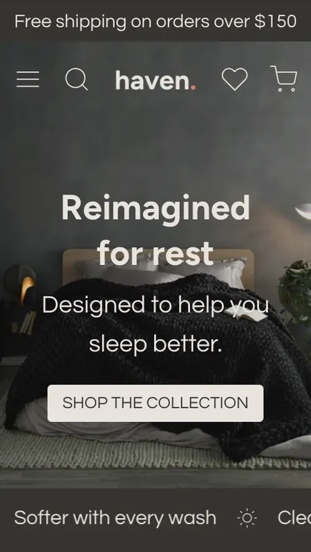 The haven screen showcased on a mobile screen