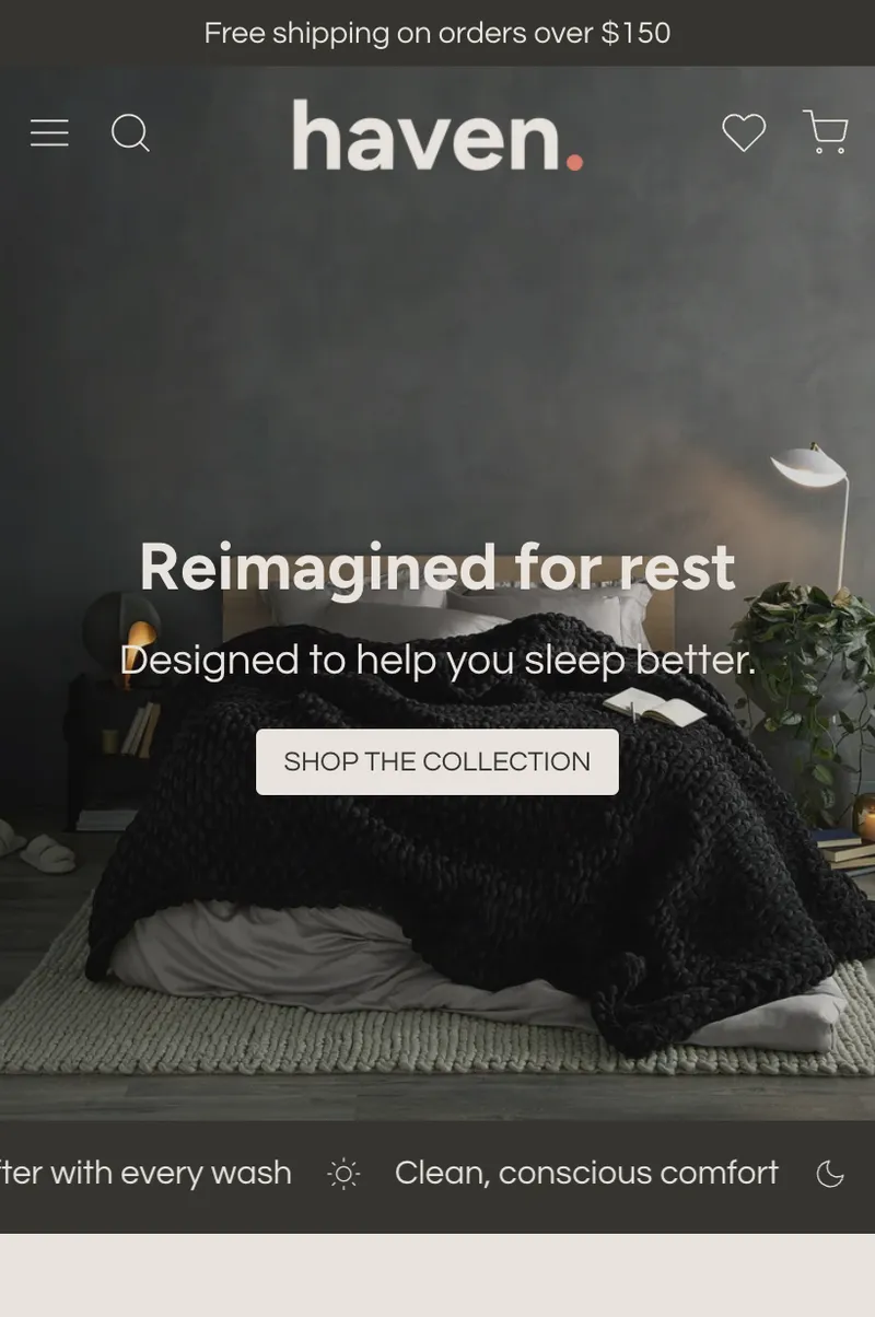 The haven screen showcased on a mobile screen